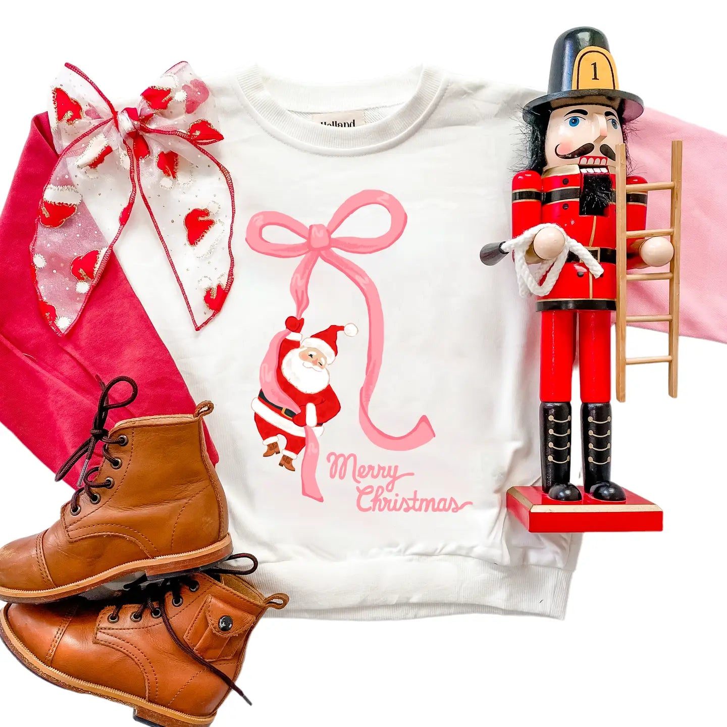Santa Bow Christmas Sweatshirt – Infant, Toddler & Girls