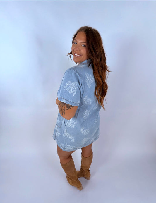 Paisley Print Short Sleeve Dress