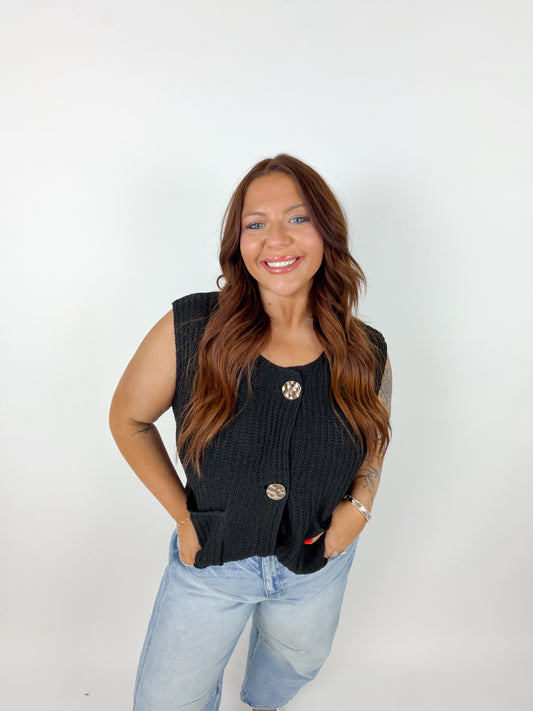 SLEEVELESS CROCHET SWEATER VEST