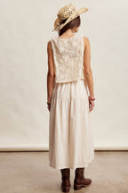 Embroidered Lace Vest & Sleeveless Midi Dress Set LD1651