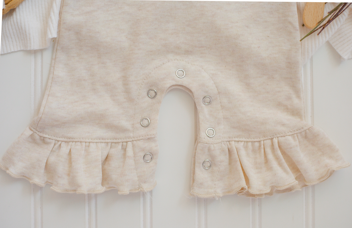 Baby Girl Outfit | Oatmeal Flutter Romper - HI