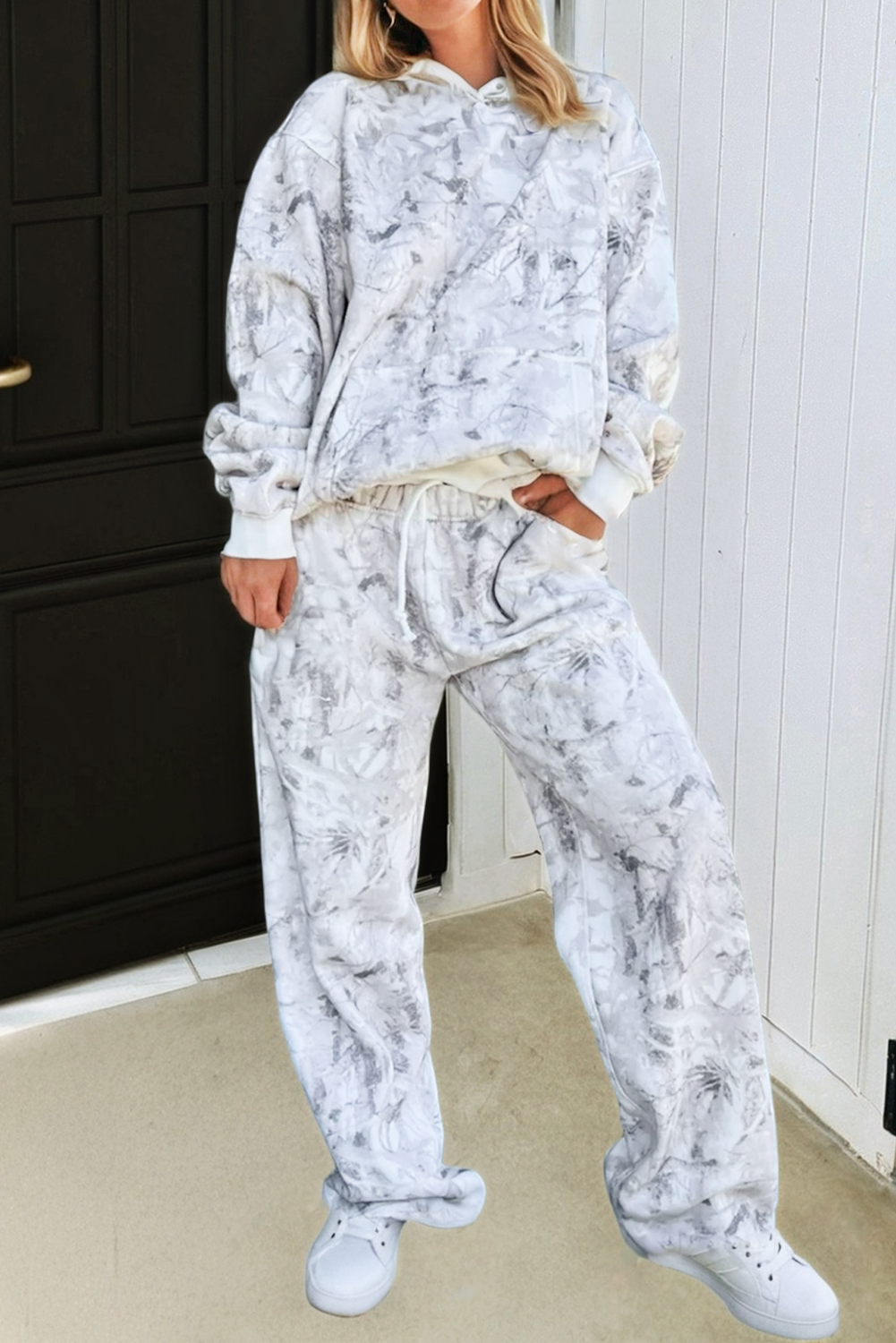 Camo Baggy Pullover Drawstring Pants Set (S-XL)
