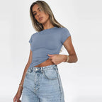 Ladies Shrot Sleeves Casual Tee Top ESST002