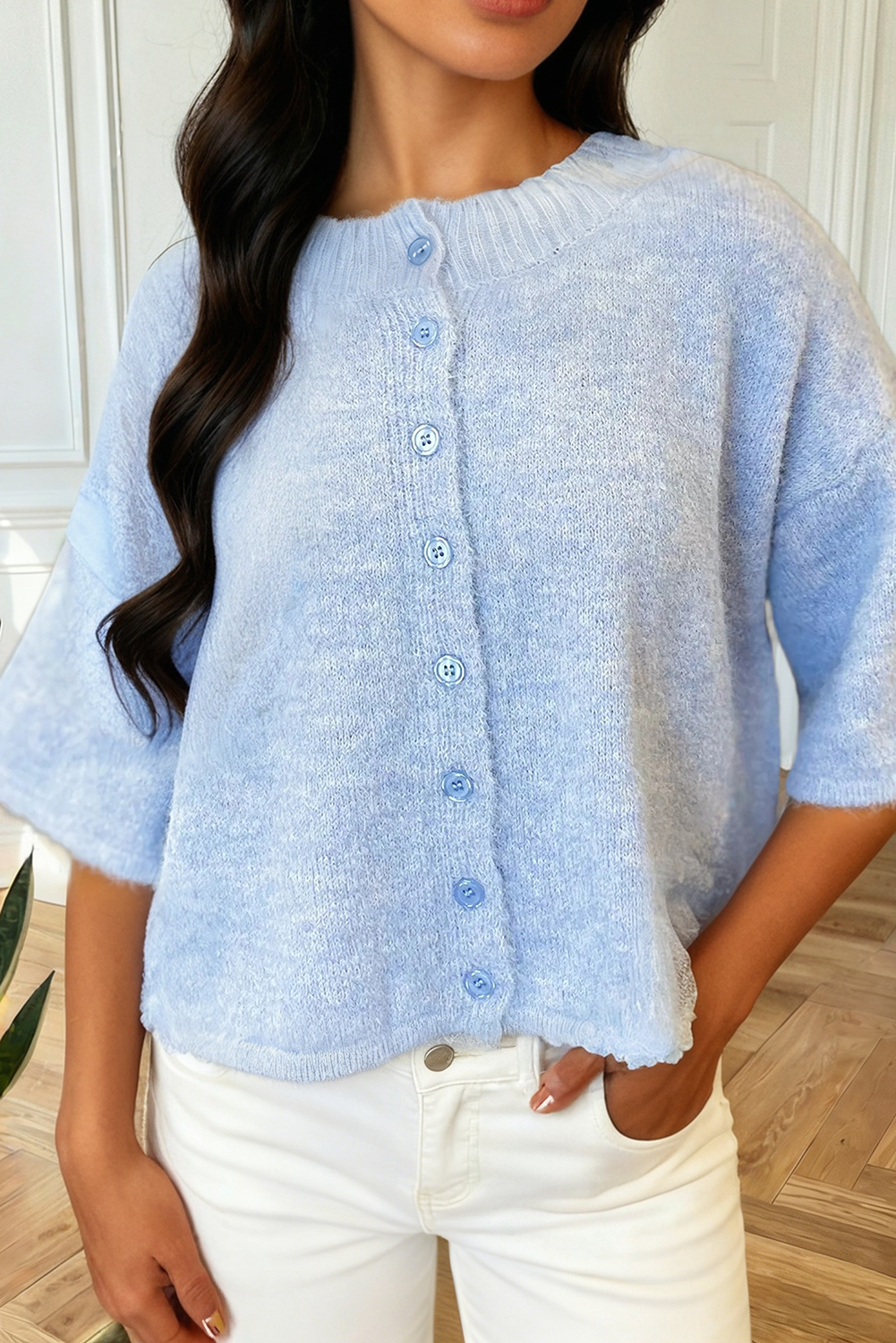 Blue Skies Button Top