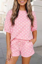 Polka Dots Print Half Sleeve Top Shorts Set SS26 | S-XL