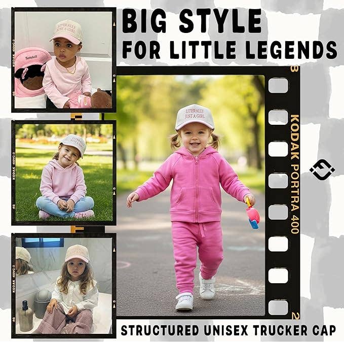 Kid/Baby 2-Tone Cap: Literally Just a Girl - Rose/Beige