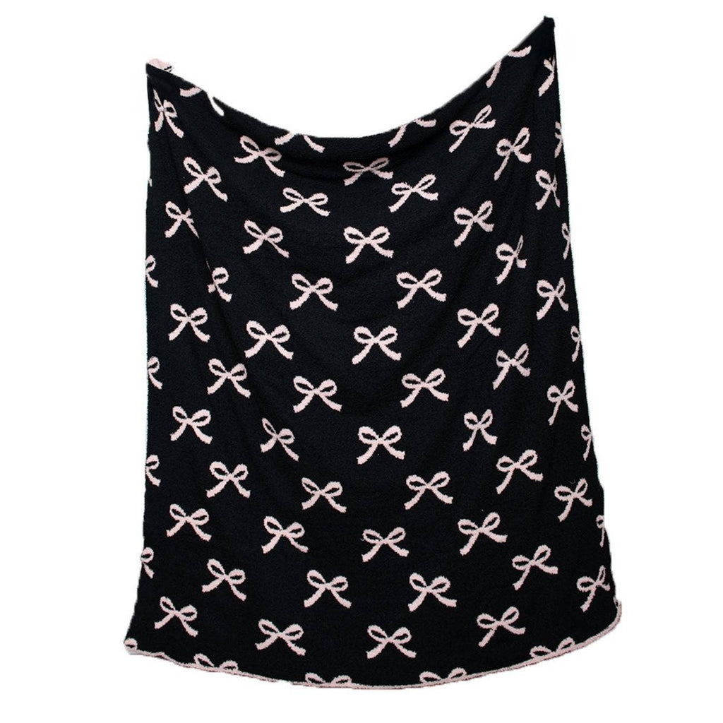 Pink and Black Bows Throw Blanket