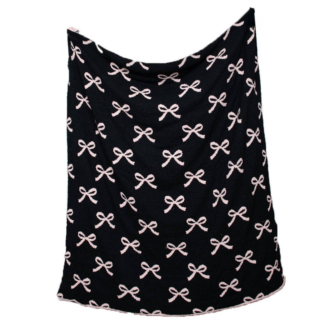 Pink and Black Bows Throw Blanket