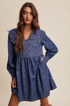 Quilted Yoke Denim Mini Dress LD1596