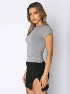 Ladies Shrot Sleeves Casual Tee Top ESST002