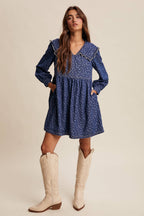 Quilted Yoke Denim Mini Dress LD1596