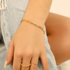 Stainless Steel Paperclip Chain Bracelet Gold