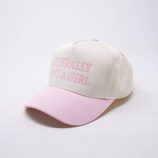 Kid/Baby 2-Tone Cap: Literally Just a Girl - Rose/Beige