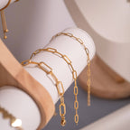 Stainless Steel Paperclip Chain Bracelet Gold