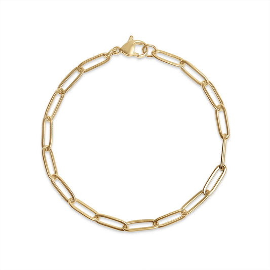 Stainless Steel Paperclip Chain Bracelet Gold