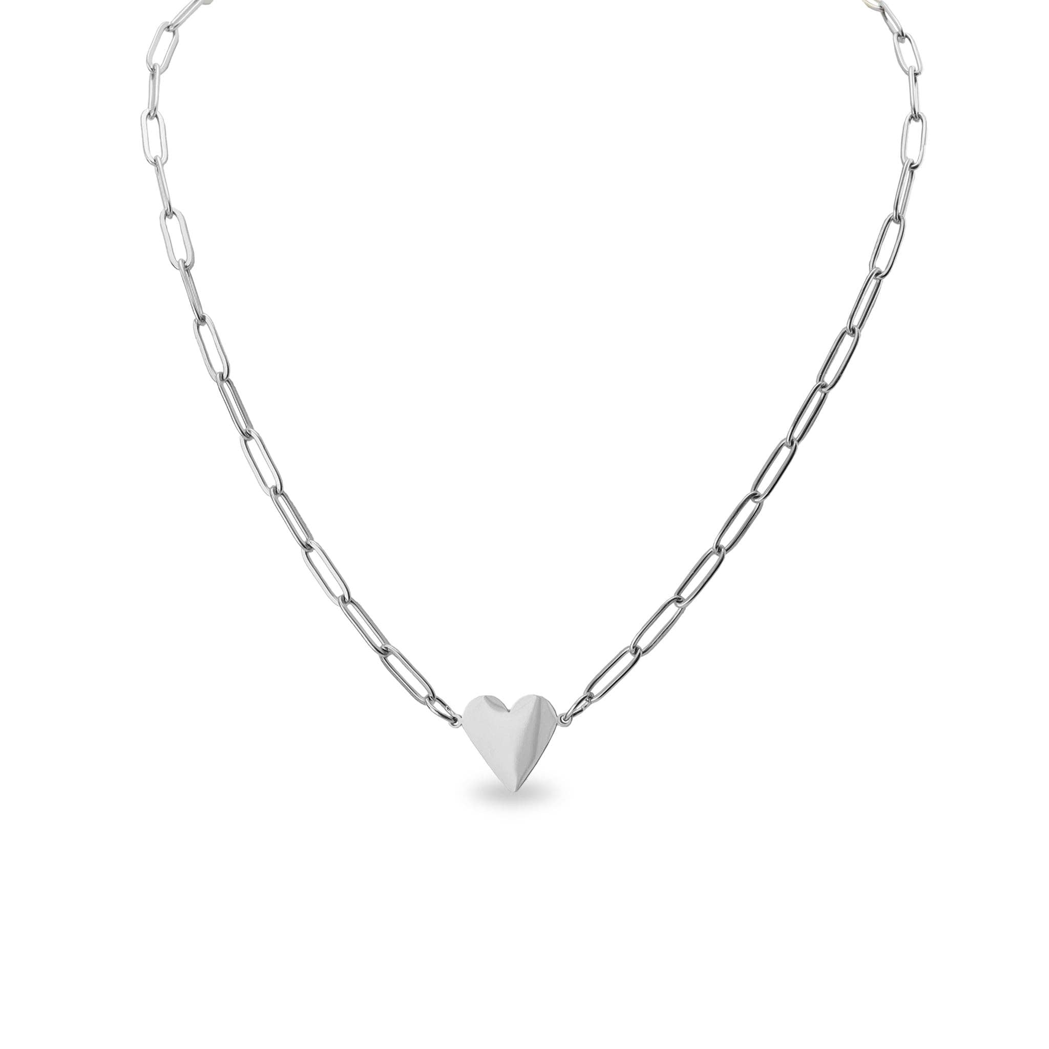 Stainless Steel Gold Heart Paperclip Necklace for Engraving
