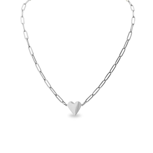 Stainless Steel Gold Heart Paperclip Necklace for Engraving