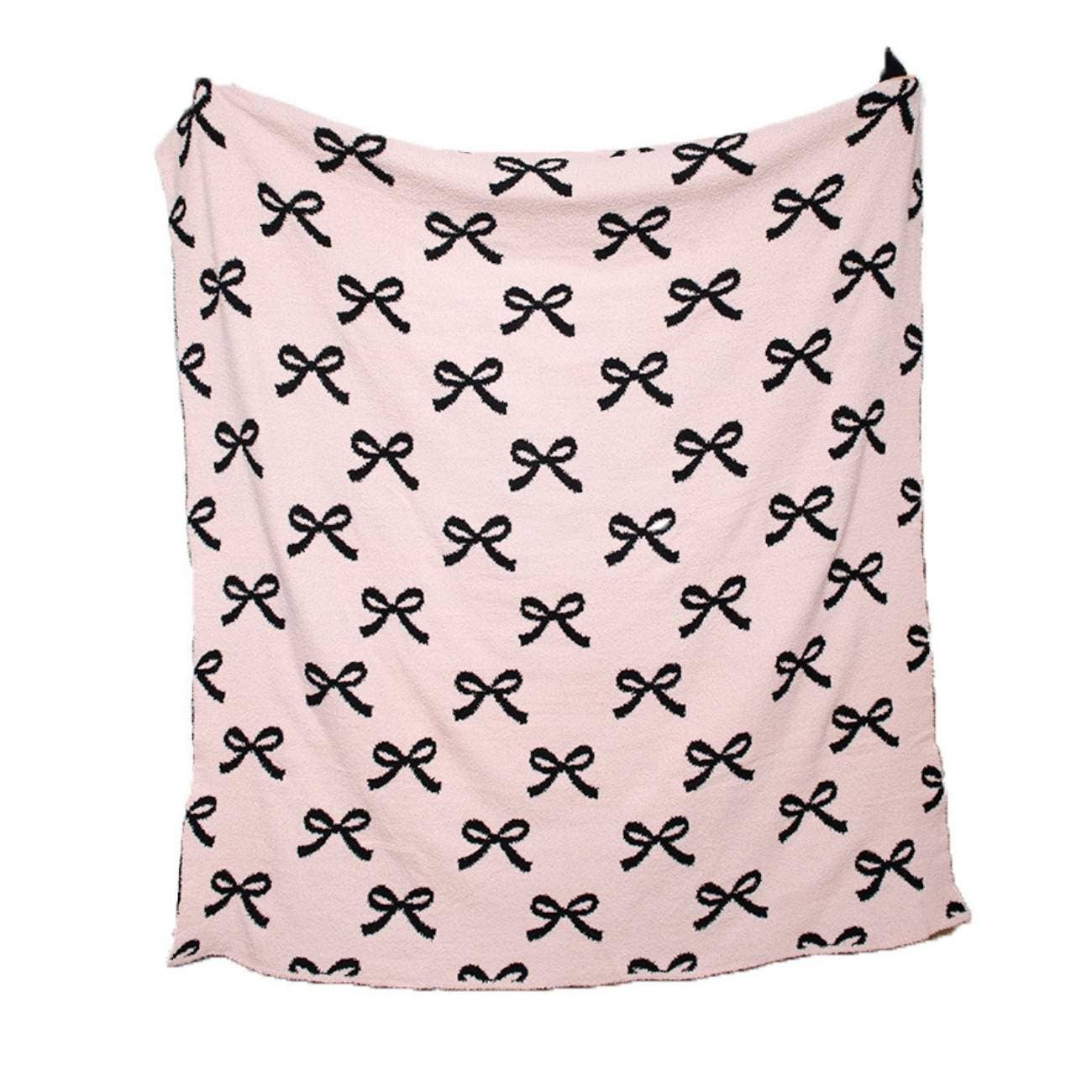 Pink and Black Bows Throw Blanket