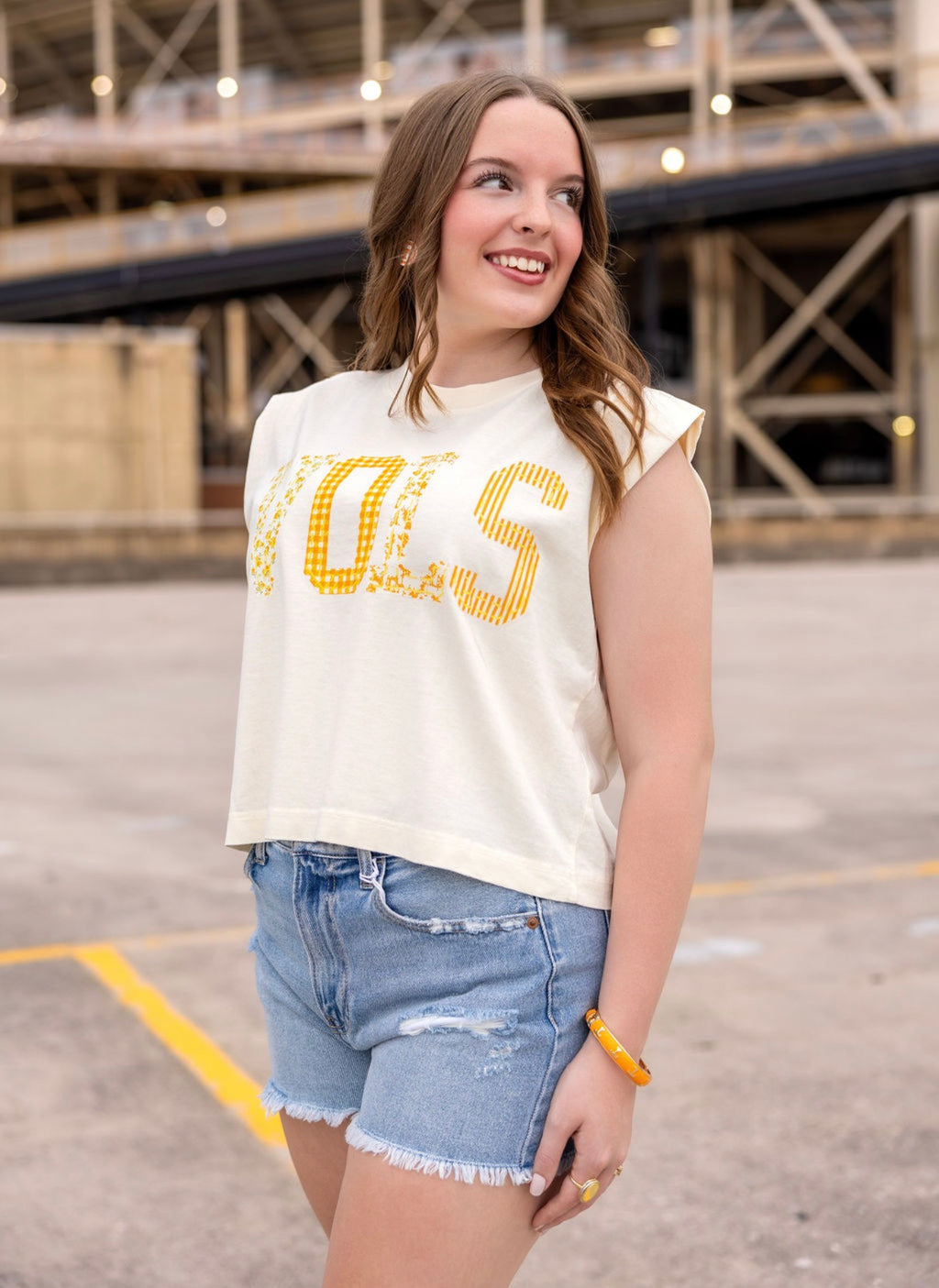 Cream Vols Muscle Tee
