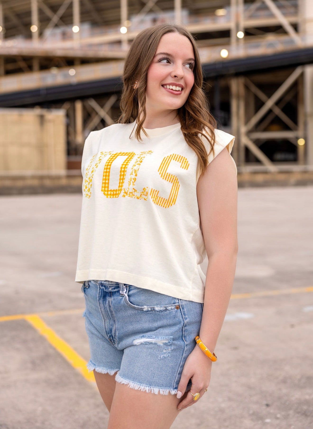 Cream Vols Muscle Tee