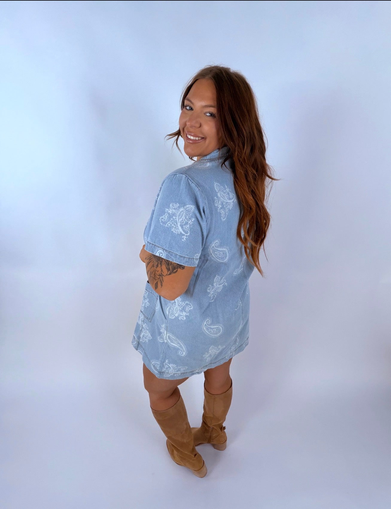 Paisley Print Short Sleeve Dress