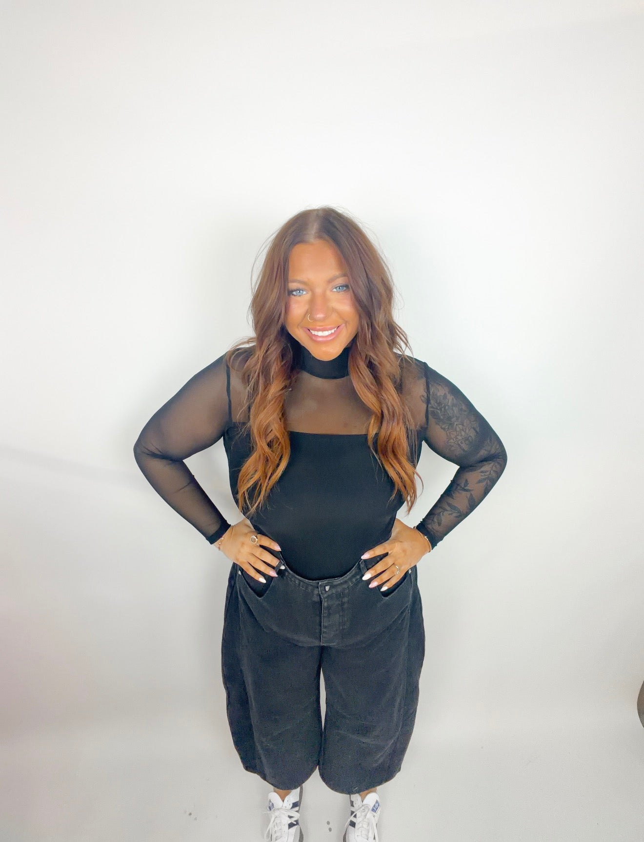 Black barrel jeans