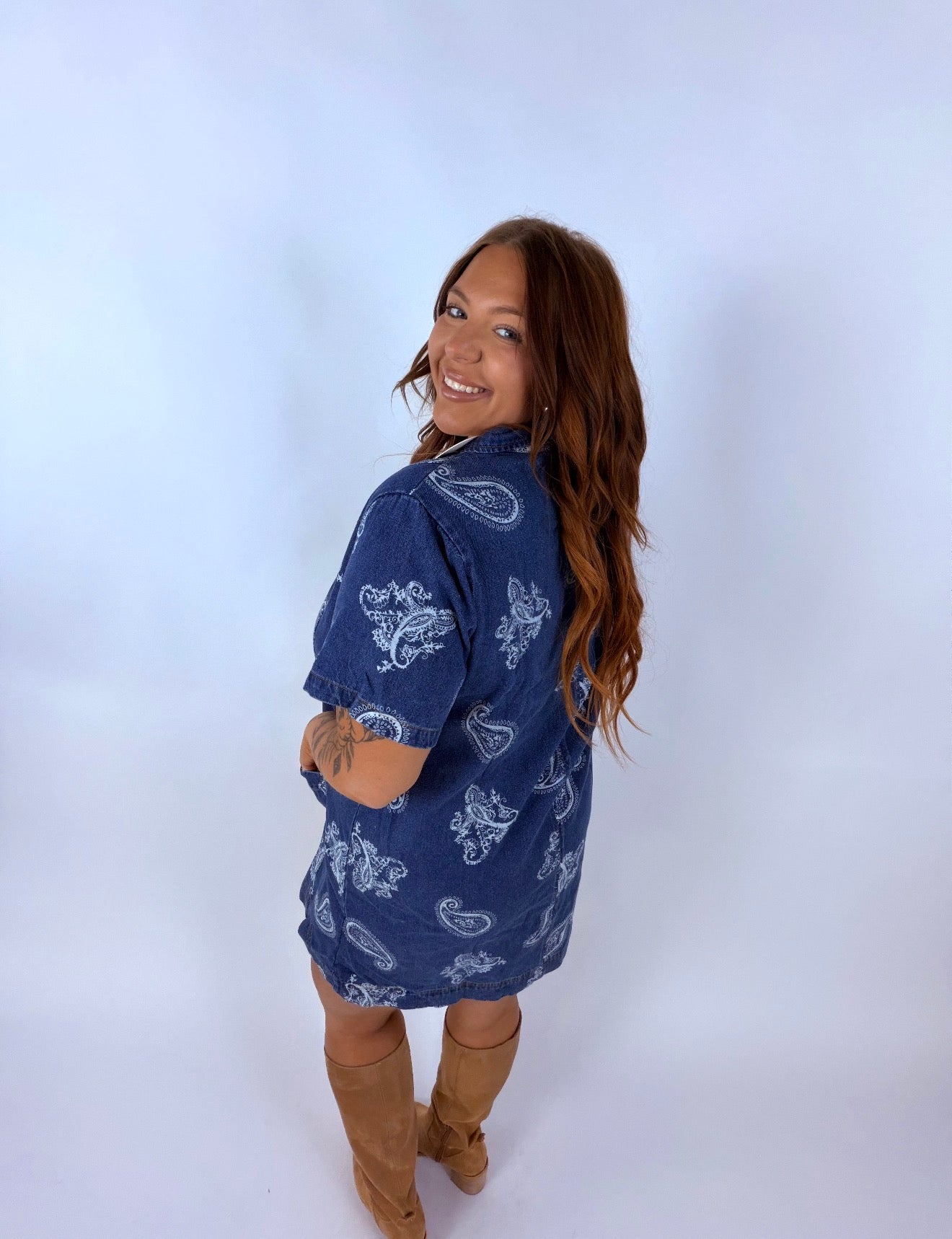 Paisley Print Short Sleeve Dress