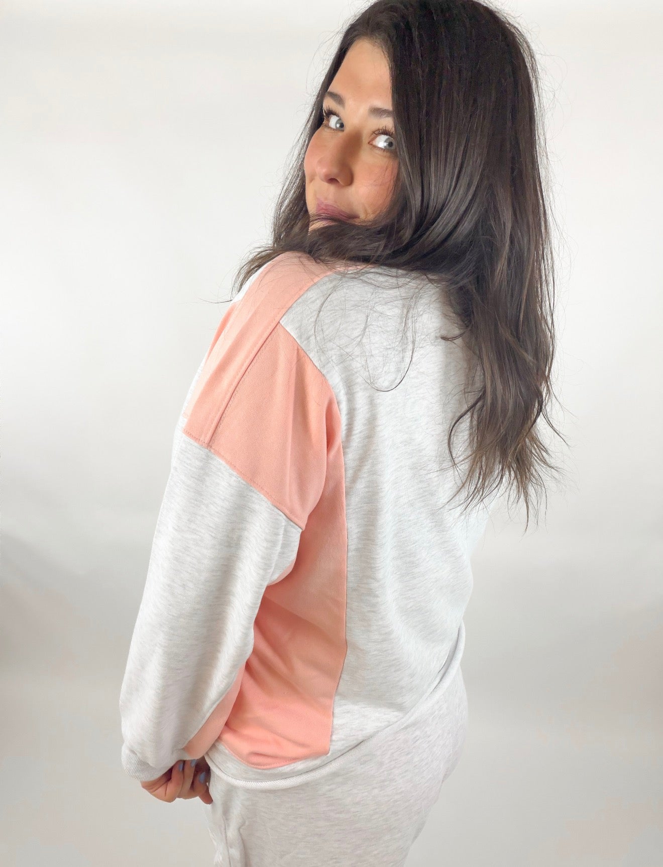 Color Block Raw Hem Short Set