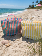 Glossy Striped Large Tote Bag