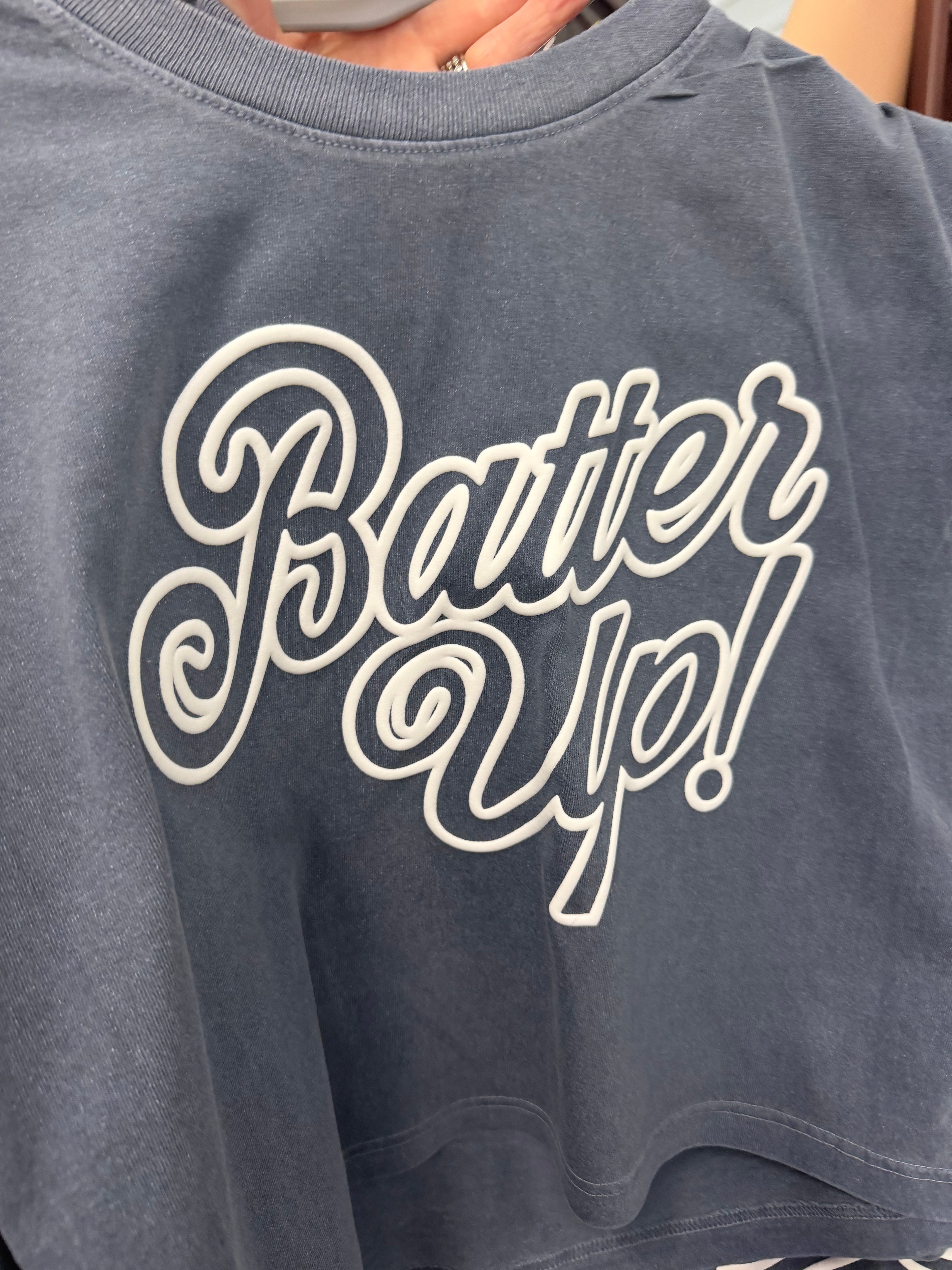 Batter Up Cropped T Shirt White