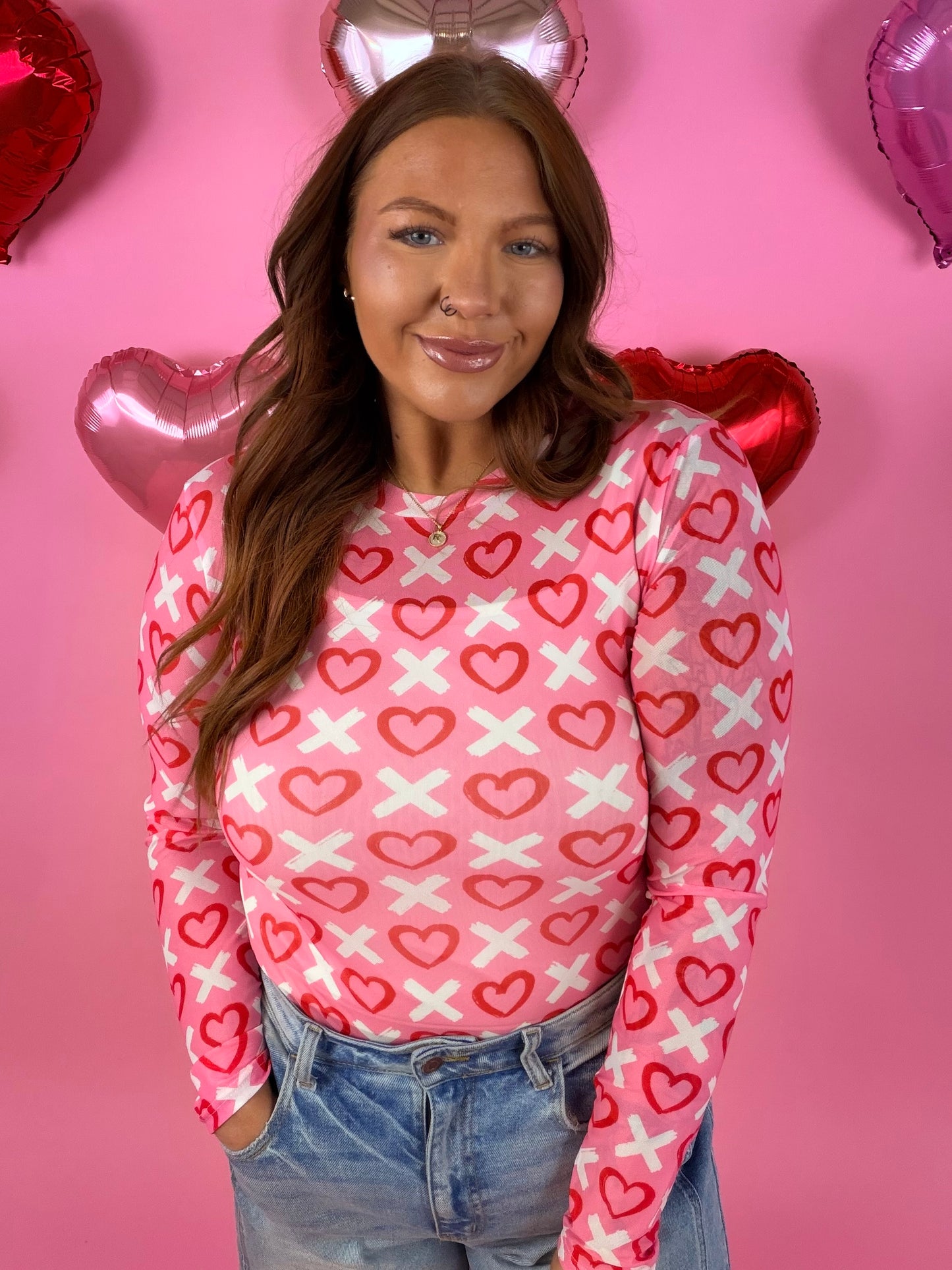 X&❤️   Valentine Mesh Top