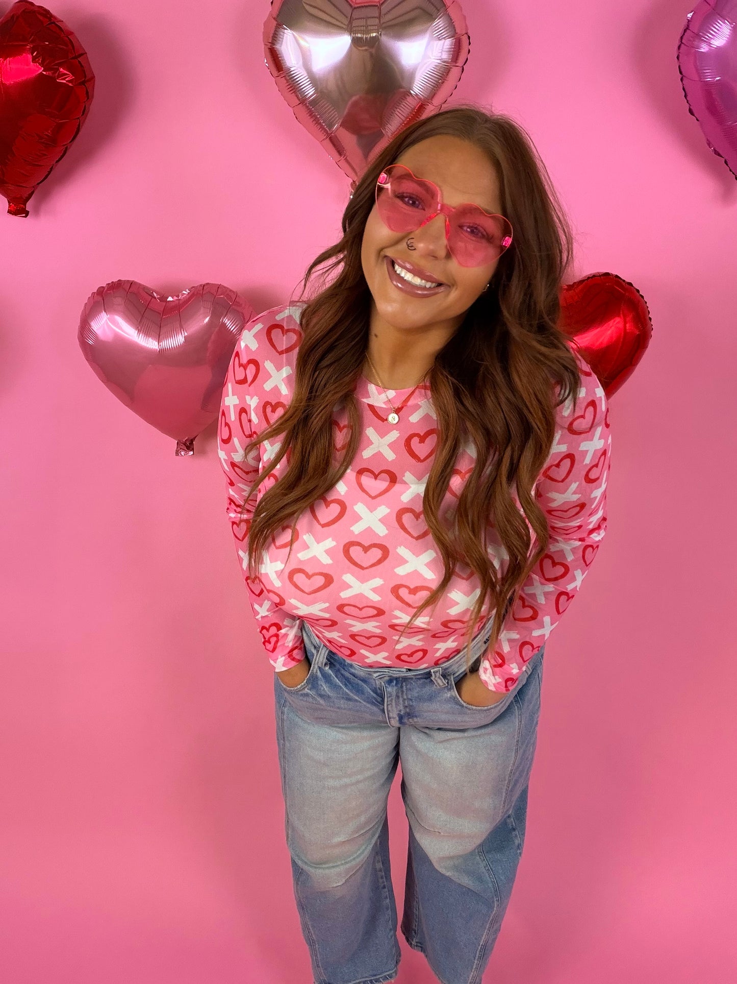 X&❤️   Valentine Mesh Top