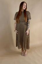Mocha Textured Pleated Dress