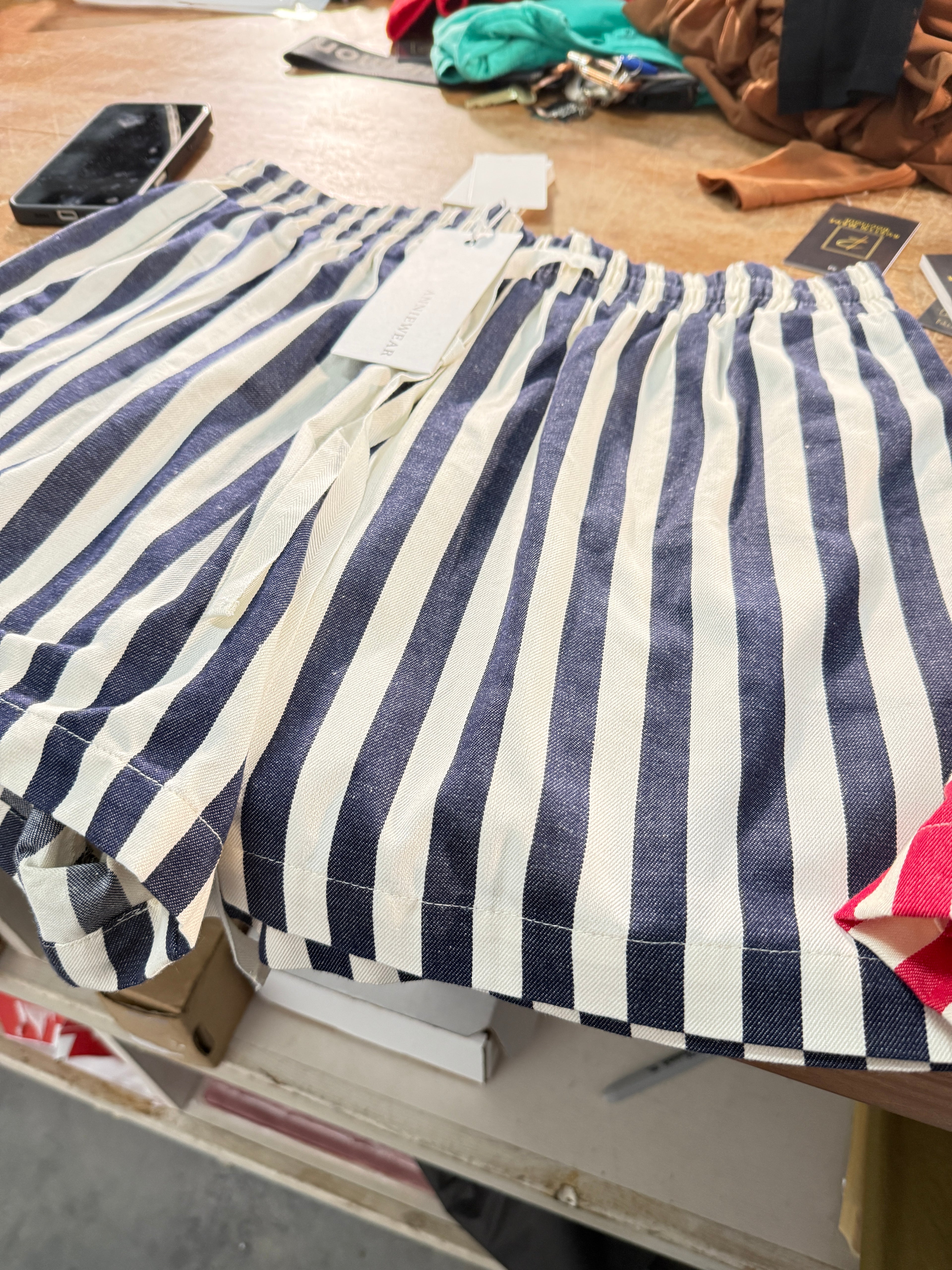 Blue striped shorts