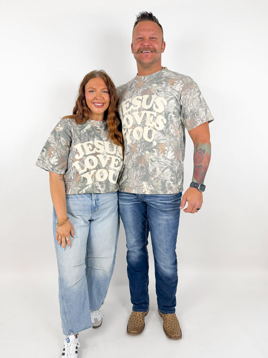 Camo Jesus Loves You Tee Shirt