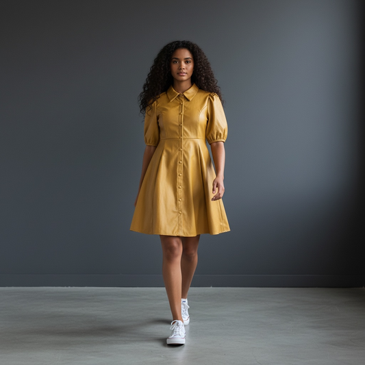 Golden Hour Pleather Shirt Dress