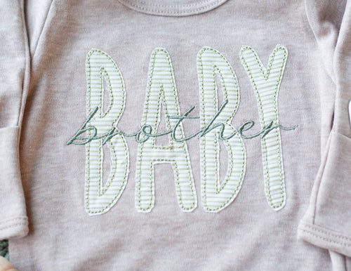 Baby Boy Outfit | Mocha Knot Gown Green Baby Brother