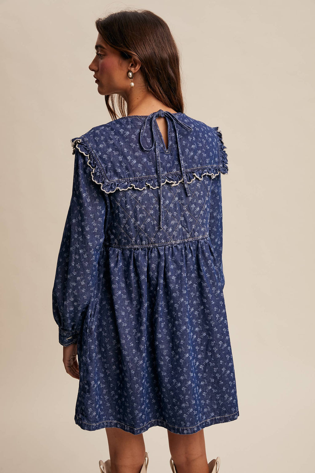 Quilted Yoke Denim Mini Dress LD1596