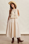 Embroidered Lace Vest & Sleeveless Midi Dress Set LD1651