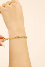 Stainless Steel Paperclip Chain Bracelet Gold